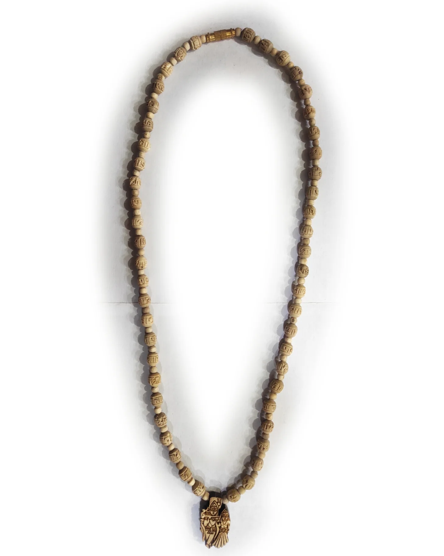 Tulsi Neckbeads Radha Naam With Radha Krishna Locket (Round Beads)